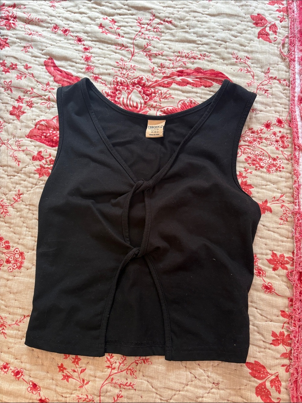 Forever 21 Black Front-Tie Cropped Tank